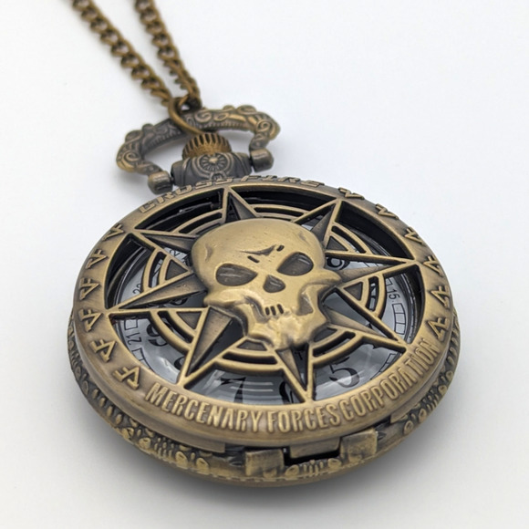Skull Pocket Watch NEW Gift Halloween Skeleton Costume Cross Fire - Picture 4 of 6